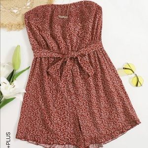 Red floral romper